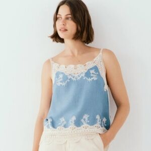 Blue Lace-Trim Camisole